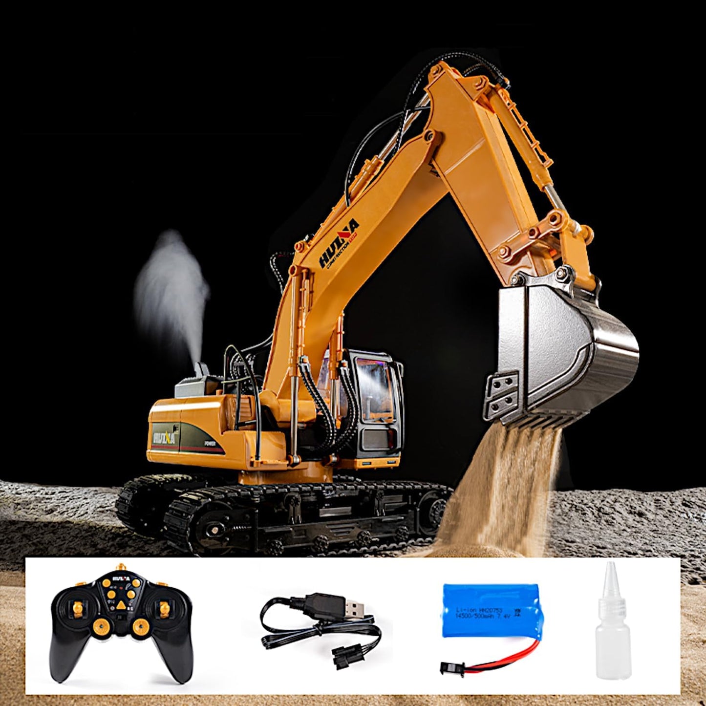21CH Alloy RC Track Excavator 1/14, Steam Crawler Metal Bucket Construction Vehicle Model, Smoke Sound Lights, 2.4G Radio Control Truck Toy, Demo Play Civil Engine, Kid Boy Gift Adult Hobby