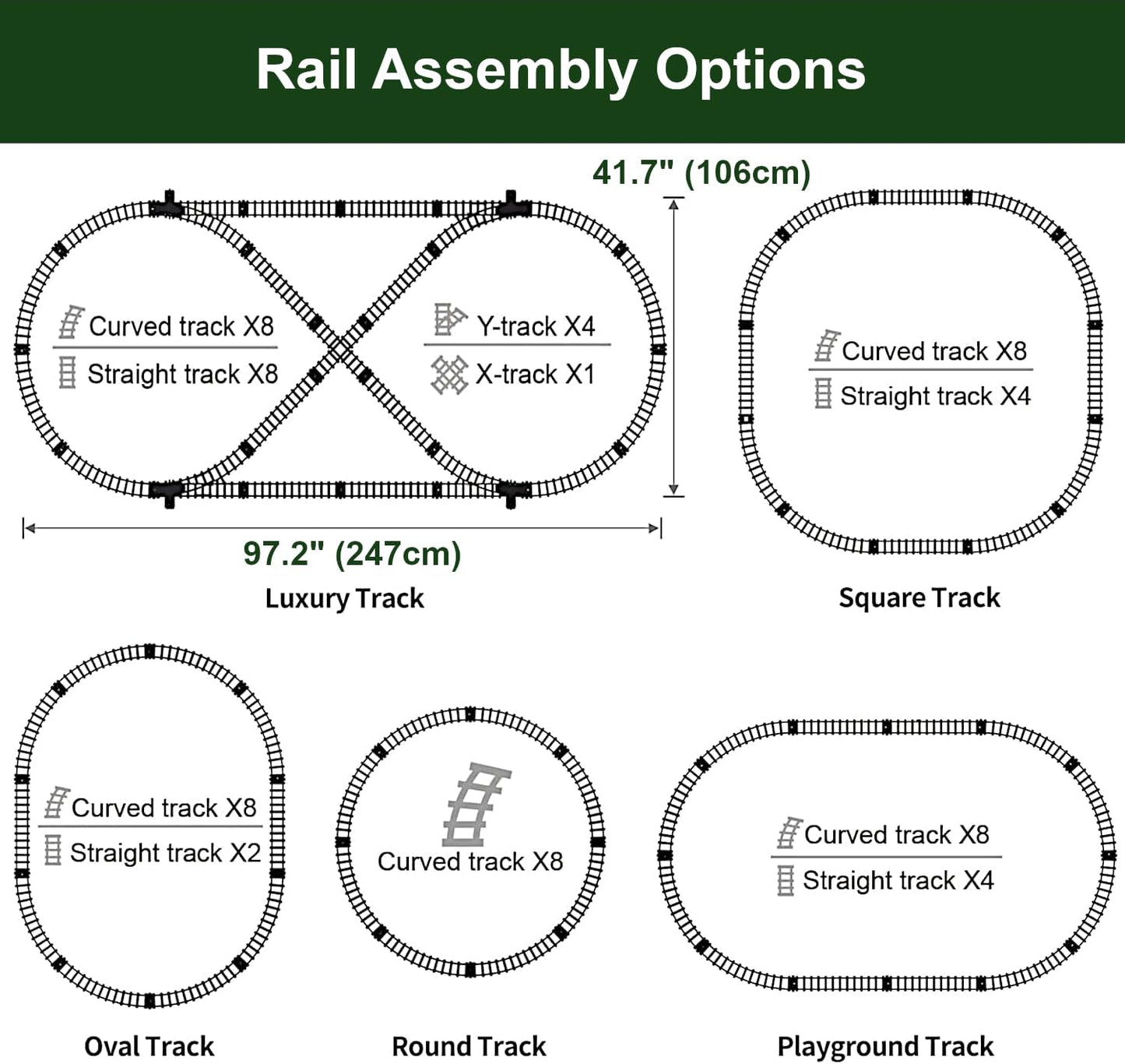 Remote Control Retro Train Set, Christmas Tree Deco Electric Toy Luxury Tracks Rail, RC Steam Locomotive, Rechargeable Tender Cargo, Smoke Sound Light, Boy Girl Gift Classic Collection Model
