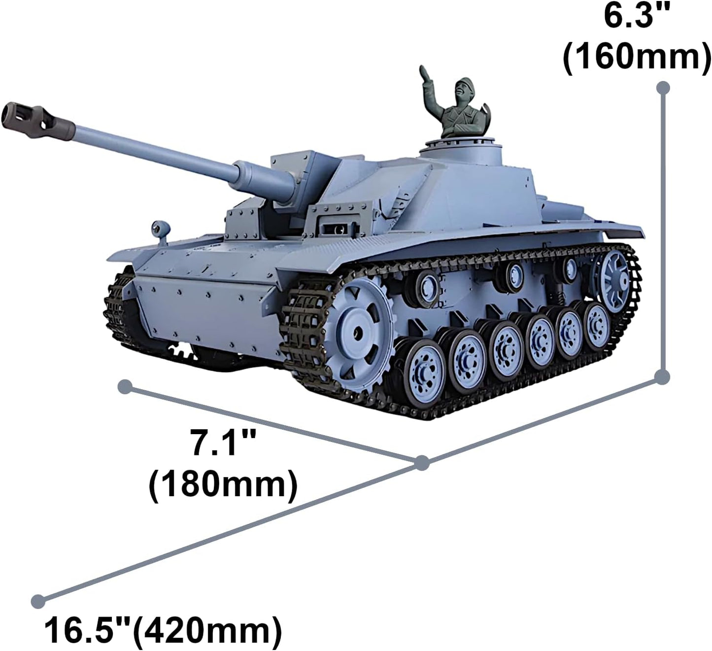 StuG.III Ausf.G German Tank Destroyer, 1/16 RTR RC Assault Gun F8 Panzer, HengLong 3868 S Edition P Version, Airsoft Battle Infrared Combat, Smoke Sound Light Recoil, WWII Military Model
