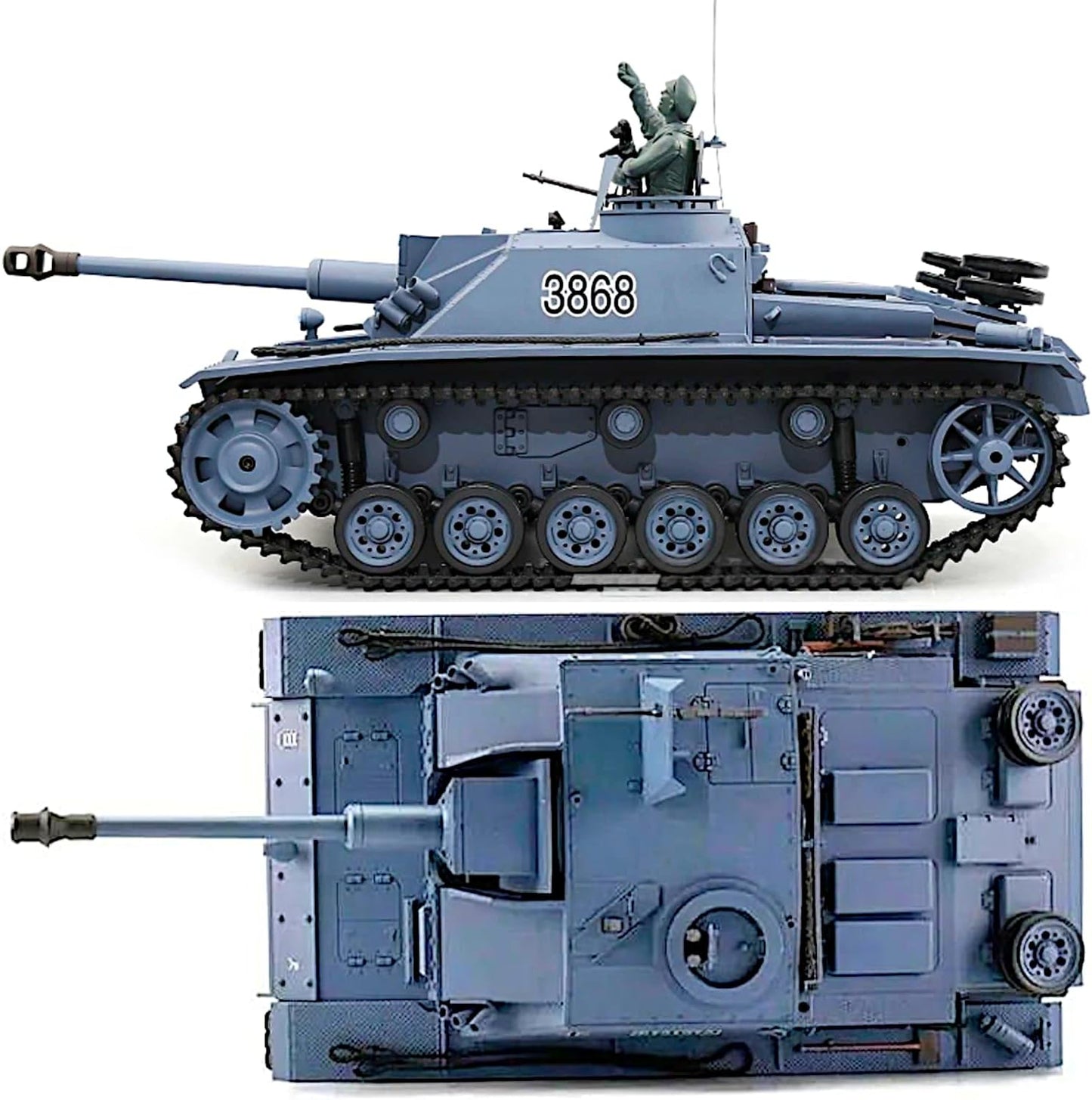 StuG.III Ausf.G German Tank Destroyer, 1/16 RTR RC Assault Gun F8 Panzer, HengLong 3868 S Edition P Version, Airsoft Battle Infrared Combat, Smoke Sound Light Recoil, WWII Military Model