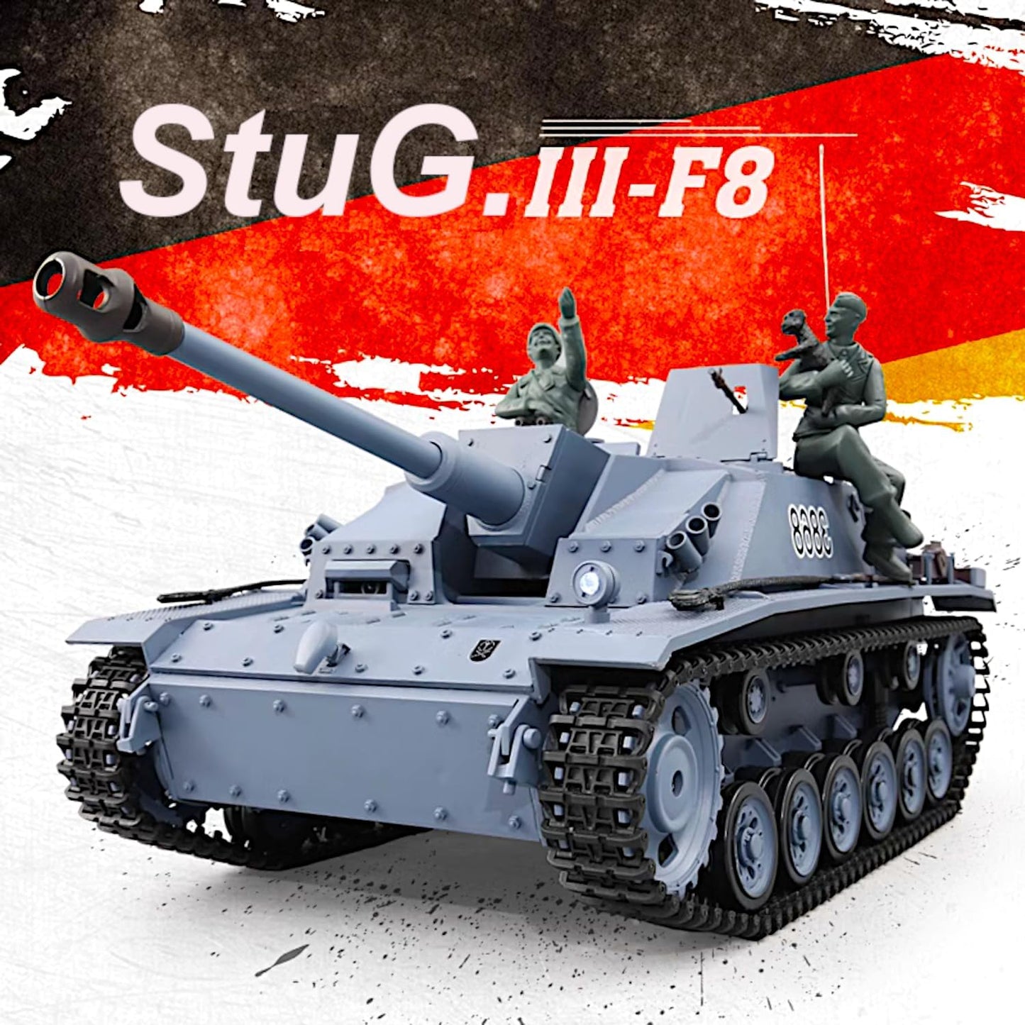 StuG.III Ausf.G German Tank Destroyer, 1/16 RTR RC Assault Gun F8 Panzer, HengLong 3868 S Edition P Version, Airsoft Battle Infrared Combat, Smoke Sound Light Recoil, WWII Military Model