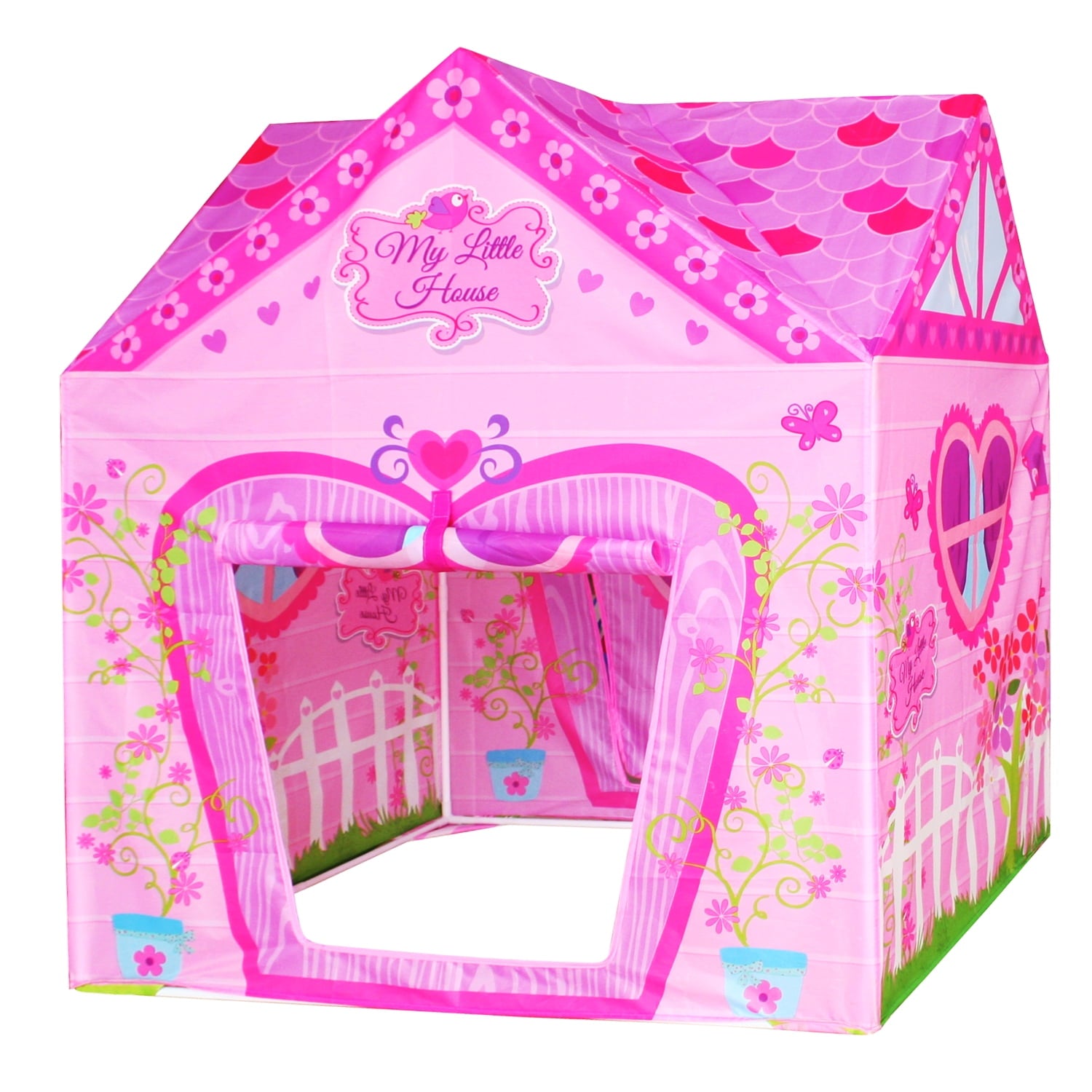 princess playhouse tent Floral Princess Castle Girls Pink Palace Play Tent Kids Pretend Fairy – ToyQ