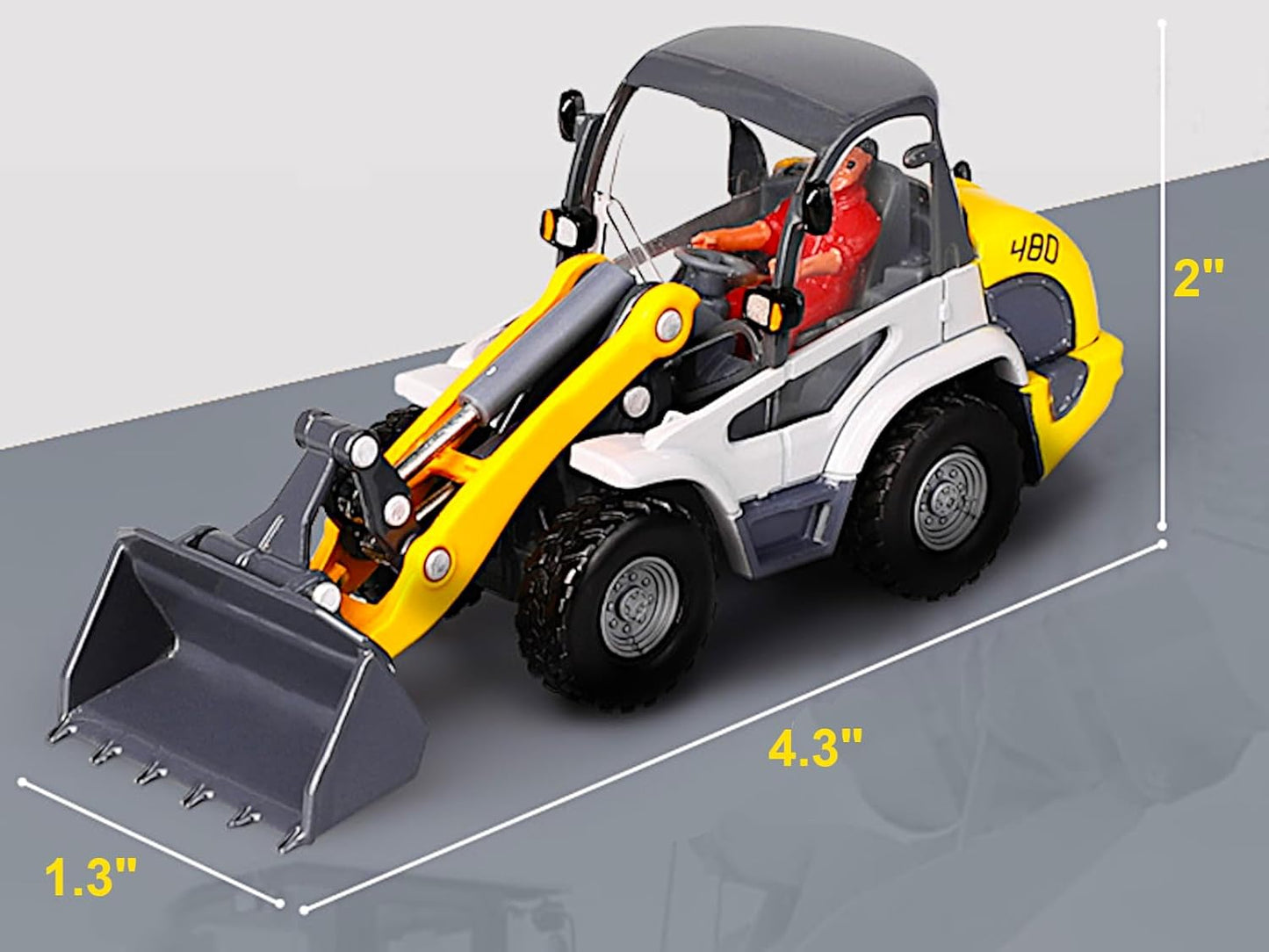 Diecast 1/50 Wheel Loader, Metal Compact Dozer, Heavy Duty Alloy Engine Construction Truck, Action Toy Figure Scale Excavator Model, Kids Boys STEM Education Gift Adult Vehicle Collection