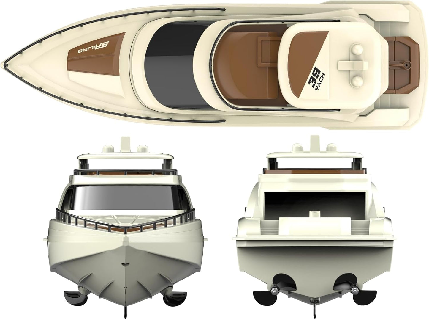 Luxury Modern Yacht, 1/28 RC Boat, 2.4Ghz Radio Remote Control 15” Sailing Cruise, Pool Lake Pond Dual Motors 15kmph Speed Ship, Deluxe Gifts Adults Water Fun Voyage