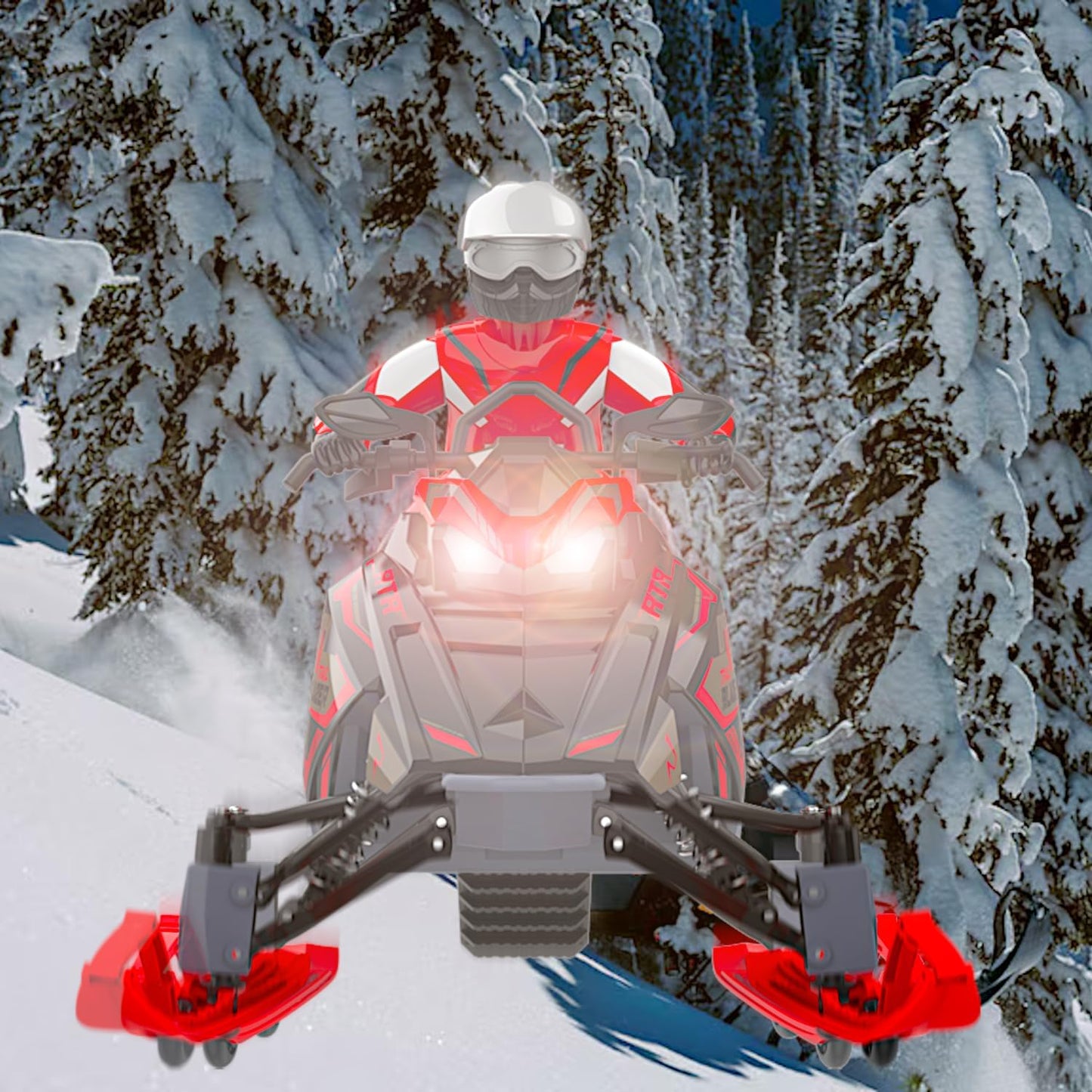 Trail Blazer Snowmobile, 19” RC Tracked Snow Motorcycle Skimobile, 1/6 Racing Sports Motorbike, Dual Ski Snowboards Off-Road Sledge Motor Sled, Raido Control Tractor Rider Switchback Vehicle