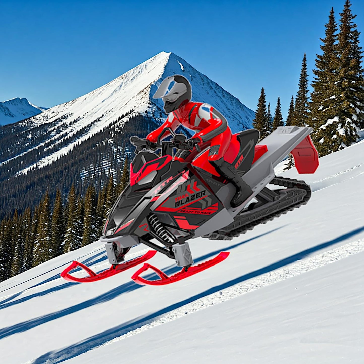 Trail Blazer Snowmobile, 19” RC Tracked Snow Motorcycle Skimobile, 1/6 Racing Sports Motorbike, Dual Ski Snowboards Off-Road Sledge Motor Sled, Raido Control Tractor Rider Switchback Vehicle