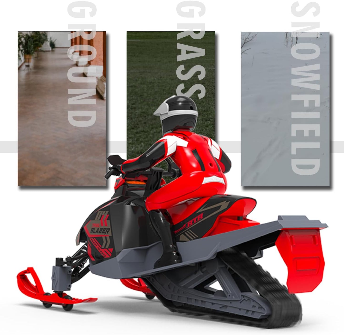 Trail Blazer Snowmobile, 19” RC Tracked Snow Motorcycle Skimobile, 1/6 Racing Sports Motorbike, Dual Ski Snowboards Off-Road Sledge Motor Sled, Raido Control Tractor Rider Switchback Vehicle