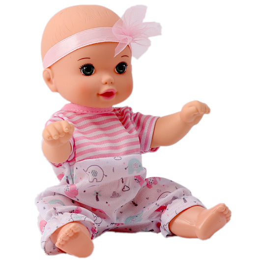 POCO DIVO Pink Headband Sweetie Cherub, 8-inch Toddler Girl Doll, Cute Newborn Infant Toy Baby with Romper Onesies