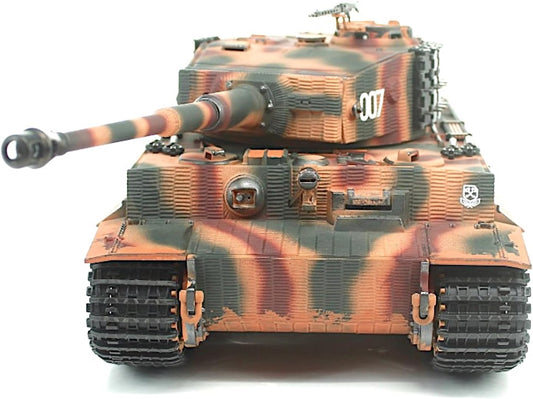 German Tiger I Heavy Tank, 1/24 Infrared IR Combat Panzer RTR 2.4Ghz RC Armored Vehicle, Taigen 3841-11-L-C Late Version Airbrush Paint, Sound Light Recoil WWII Military Model, Camouflage