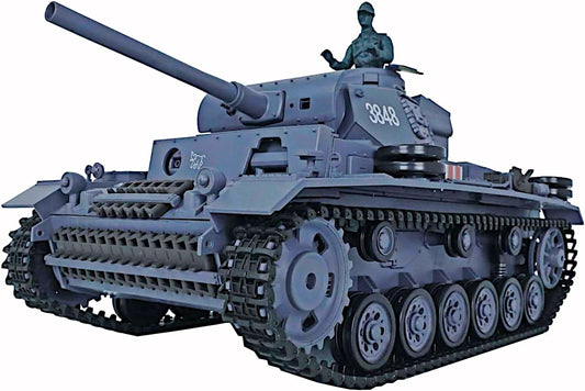 Panzer III Ausf.L German Light Tank, 1/16 RTR RC Armored Fighting Vehicle, Heng Long 3848 S Edition P Version, Airsoft Battle Infrared Combat, Smoke Sound Light Recoil WWII Military Model