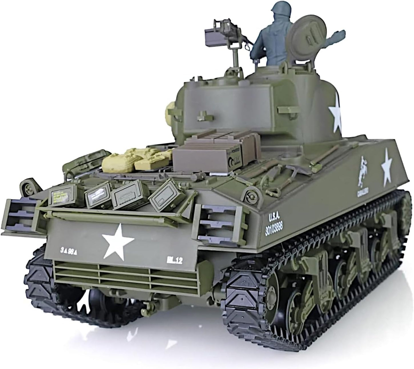 Sherman M4A3 US Medium Tank, 1/16 Scale RTR RC Military Vehicle, Heng Long 3898 Standard Edition P Version, Airsoft BB Battle Infrared IR Fight, Simulate Smoke Sound Light Recoil Model