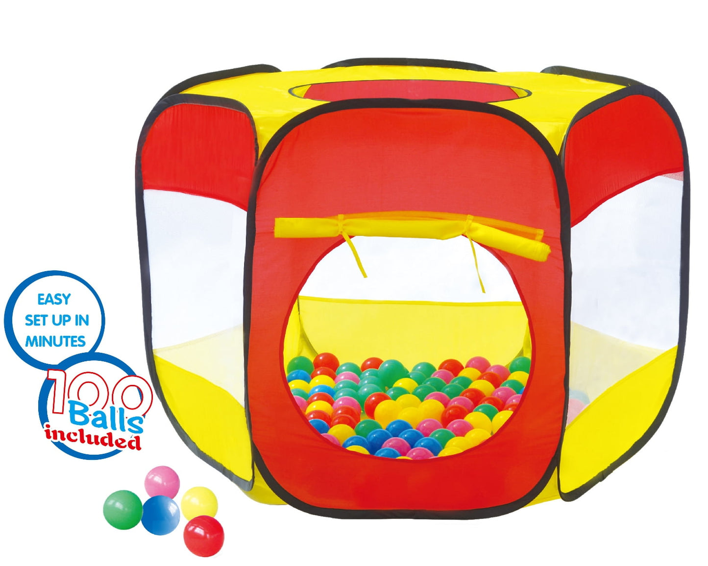 POCO DIVO 100-Pit-Ball Play Tent Popup Hexagon Mesh Kids House Twist Pool