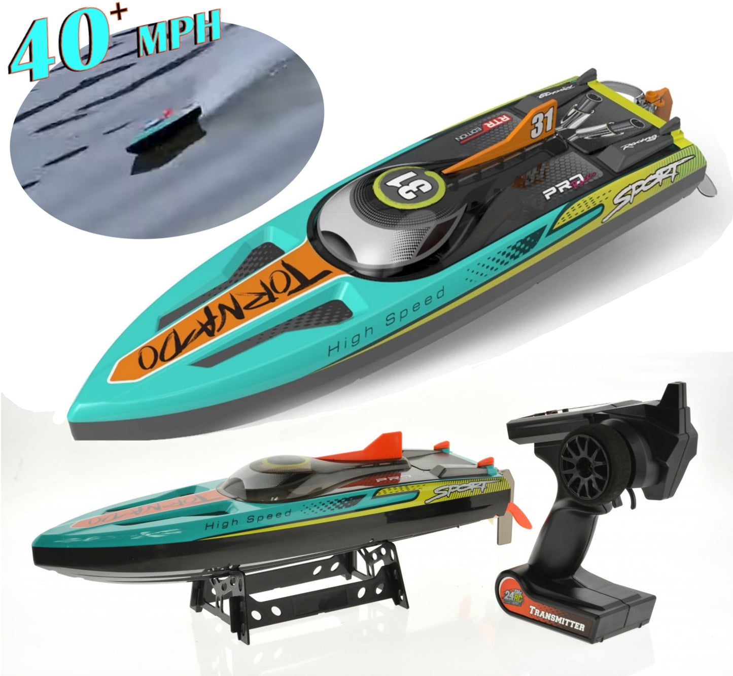 Heng Long Tornado Racing Speed Boat for Adults HL3789 40+ Mph 2500 kv Brushless 11.1 v 3S