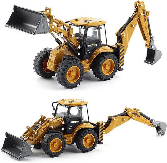 Diecast 1/50 Backhoe Loader, Metal Bucket Excavator, Alloy Bulldozer Tractor, Action Toy Scale Wheel Engineering Construction Truck Model, Kids Boys STEM Gift Adult Vehicle Collection