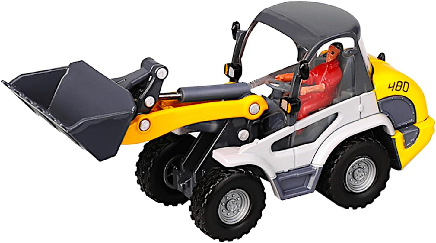 Diecast 1/50 Wheel Loader, Metal Compact Dozer, Heavy Duty Alloy Engine Construction Truck, Action Toy Figure Scale Excavator Model, Kids Boys STEM Education Gift Adult Vehicle Collection