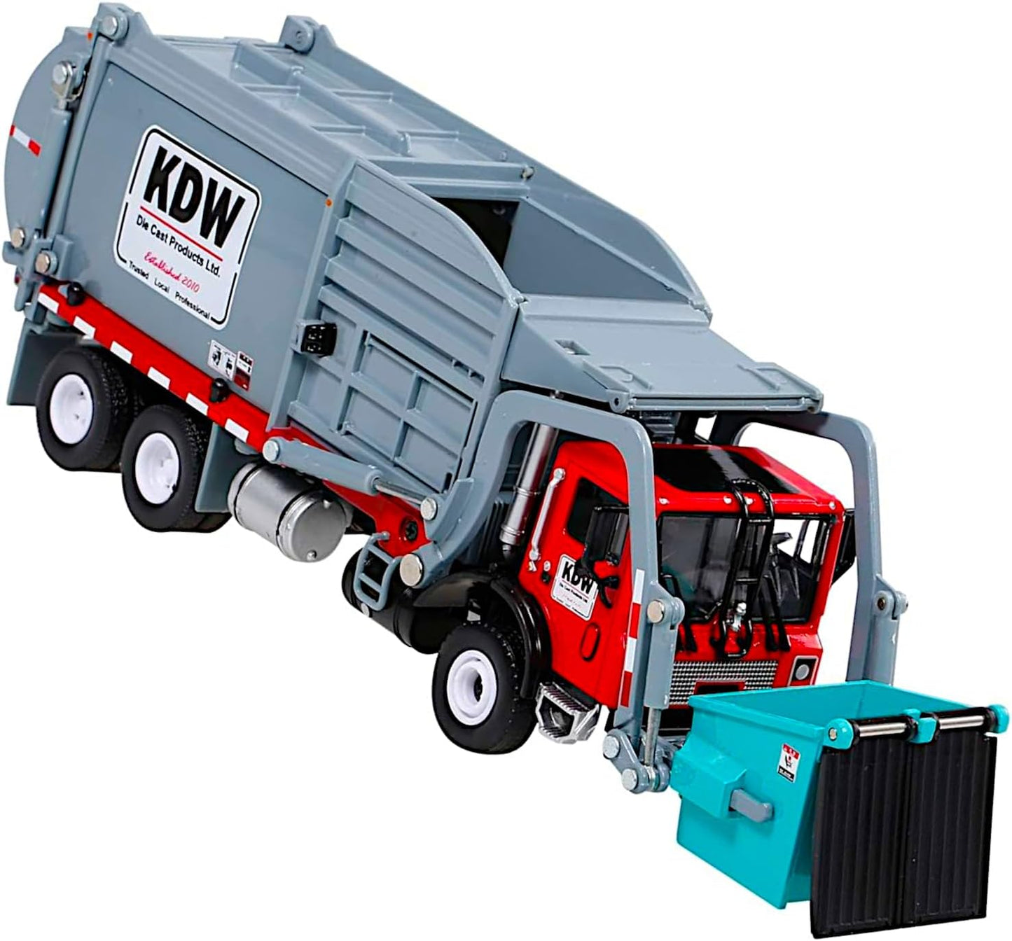 Diecast 1/24 Garbage Truck, Metal Trash Vehicle Material Transporter, Heavy Alloy Waste Recycle Dumpster Car, Action Toy Education Scale Model, Kids Boy Girl STEM Gift Adult Collection, Grey