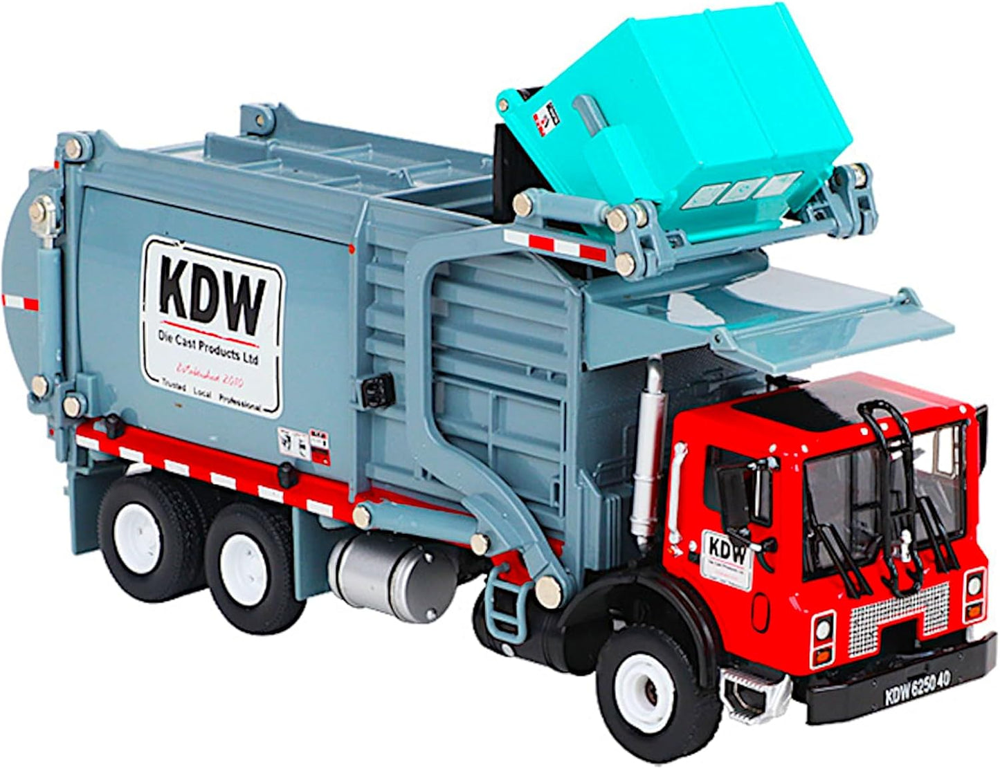 Diecast 1/24 Garbage Truck, Metal Trash Vehicle Material Transporter, Heavy Alloy Waste Recycle Dumpster Car, Action Toy Education Scale Model, Kids Boy Girl STEM Gift Adult Collection, Grey