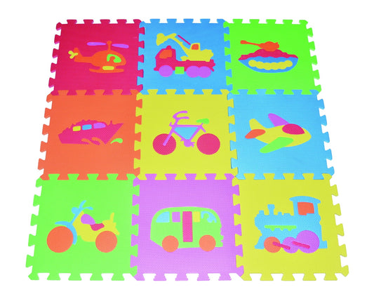 POCO DIVO Transportation Puzzles Play Mat 9-tile Rainbow EVA Foam Kids Learning Floor