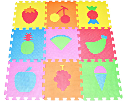 POCO DIVO Fruit Puzzle Play Mat 9-tile Rainbow EVA Foam Kids Education Floor