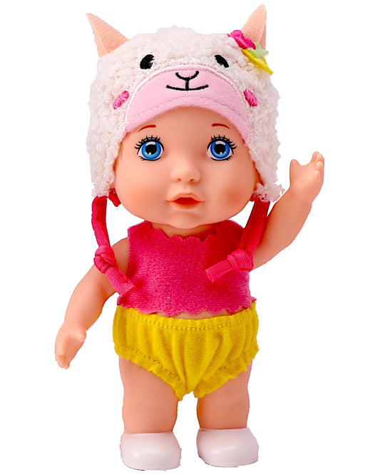 POCO DIVO Lamb Baby Hat Cherub Doll, 6-inch Cute Toddler Girls Boys with Cartoon Beanie, Happy Newborn Infant Toy Kid wear Animal Cap