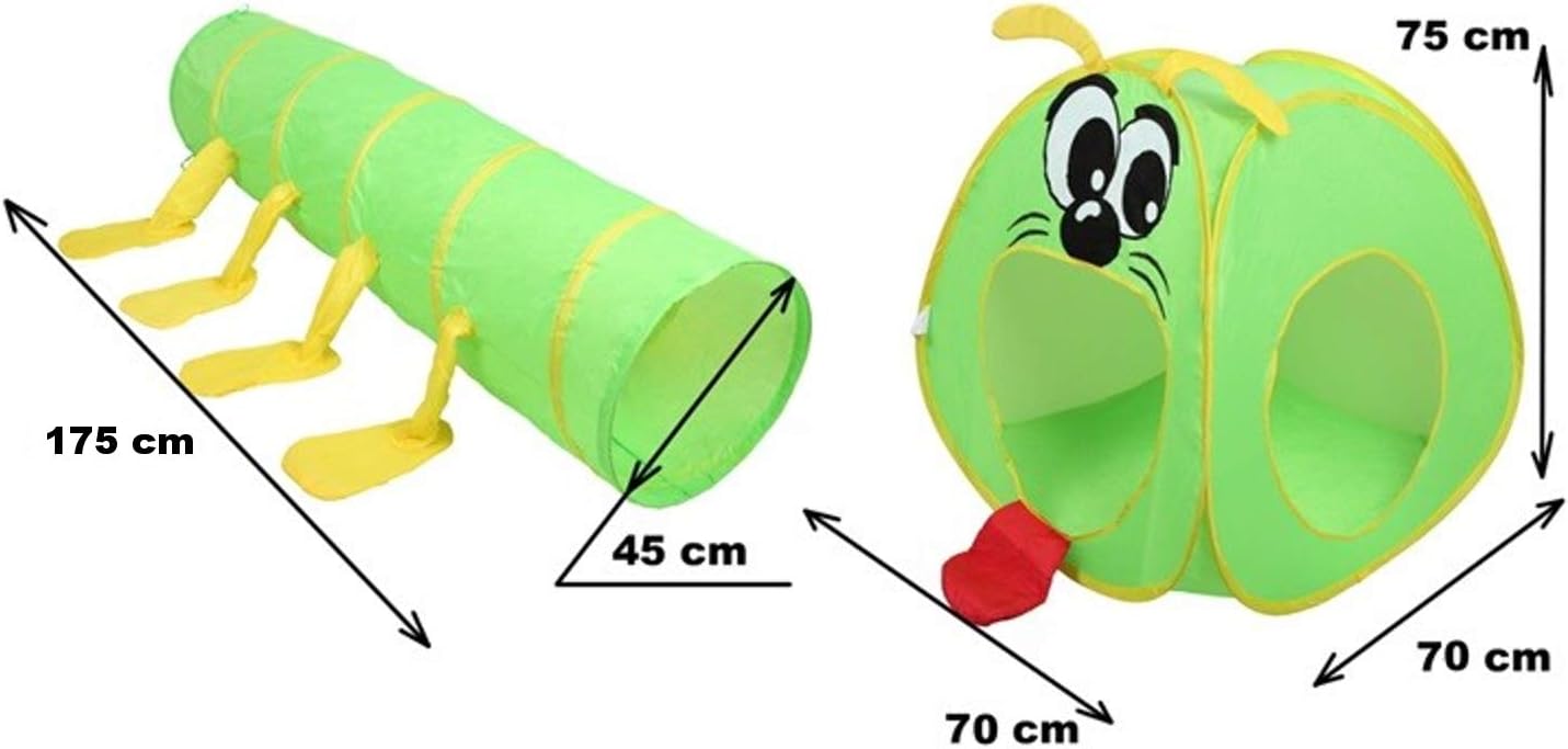 Big Mouth Caterpillar Tent 2pc Pop-up Children Play Tunnel Kids Discovery Station