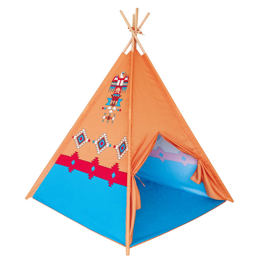 POCO DIVO Eagle Teepee Indian Tribe Tent Canvas Finish Kids Indoor Playhouse Children Outdoor Play Toy Tipi with Wood Poles