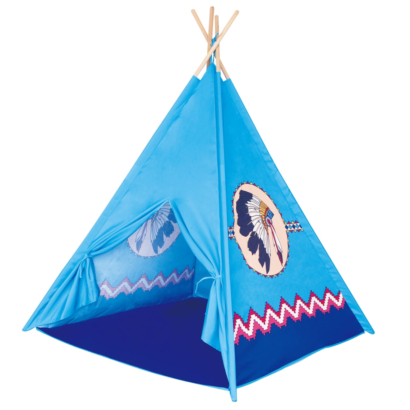 POCO DIVO Apache Turquoise Teepee Tent Canvas Finish Kids Indoor Playhouse Children Outdoor Play Castle Toy Tipi with Wooden Poles