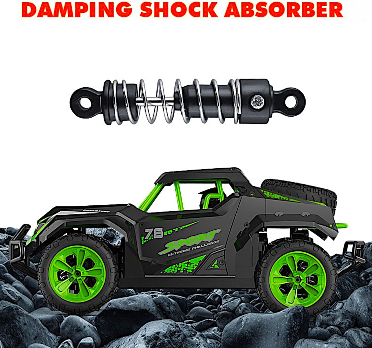 1/16 RC Off-Road 4WD Buggy, Radio Remote Control Racing Speed 25kmph Sports Vehicle, 12” All Terrain Toy LED UTV Adventure Truck with Spare Tire Perfect for Birthday and Christmas Gifts