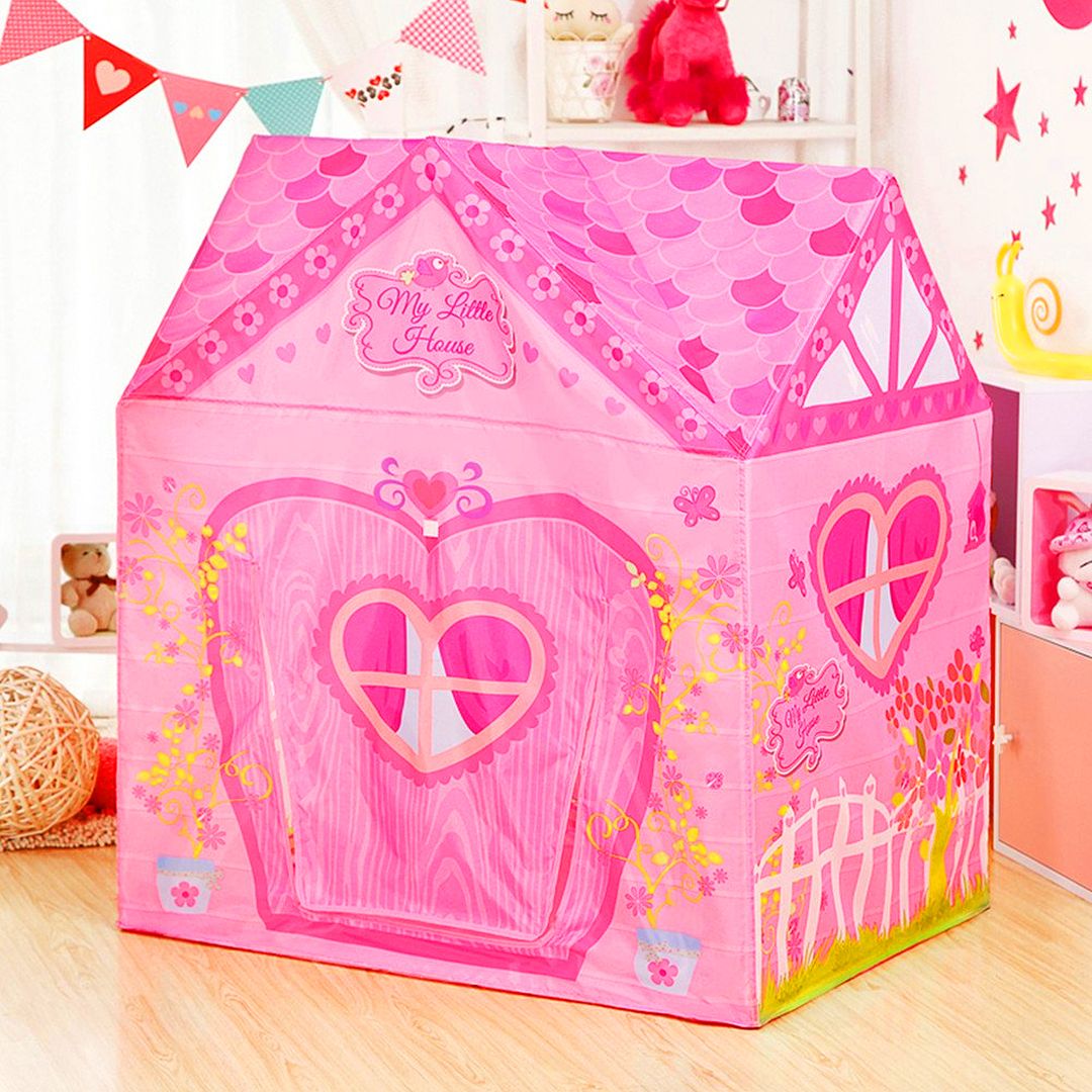 Floral Princess Castle Girls Pink Palace Play Tent Kids Pretend Fairy Playhouse