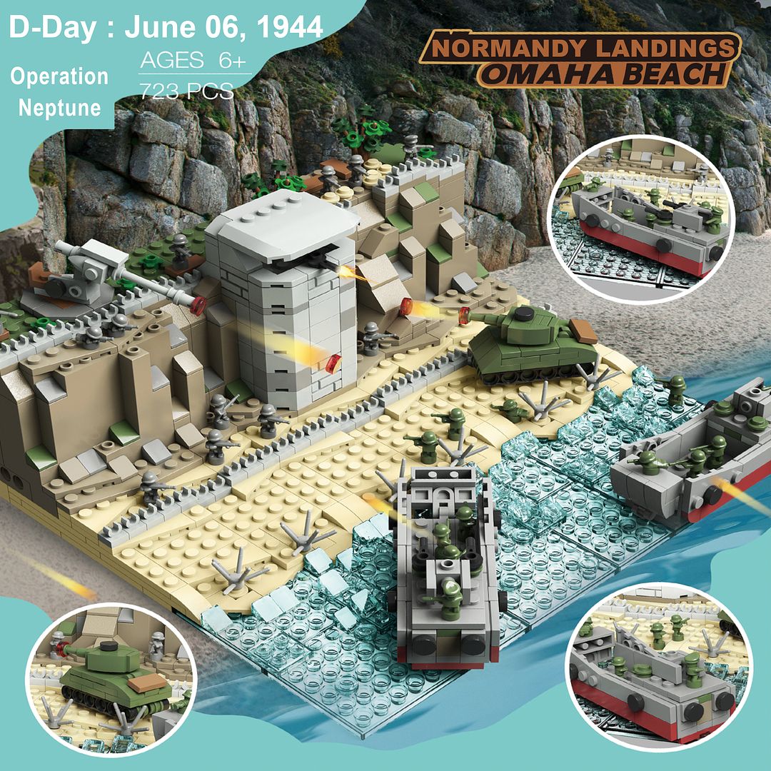 POCO DIVO Omaha Beach D-Day Normandy Landings WWII Collection Toy Building Brick Set, 723 pcs