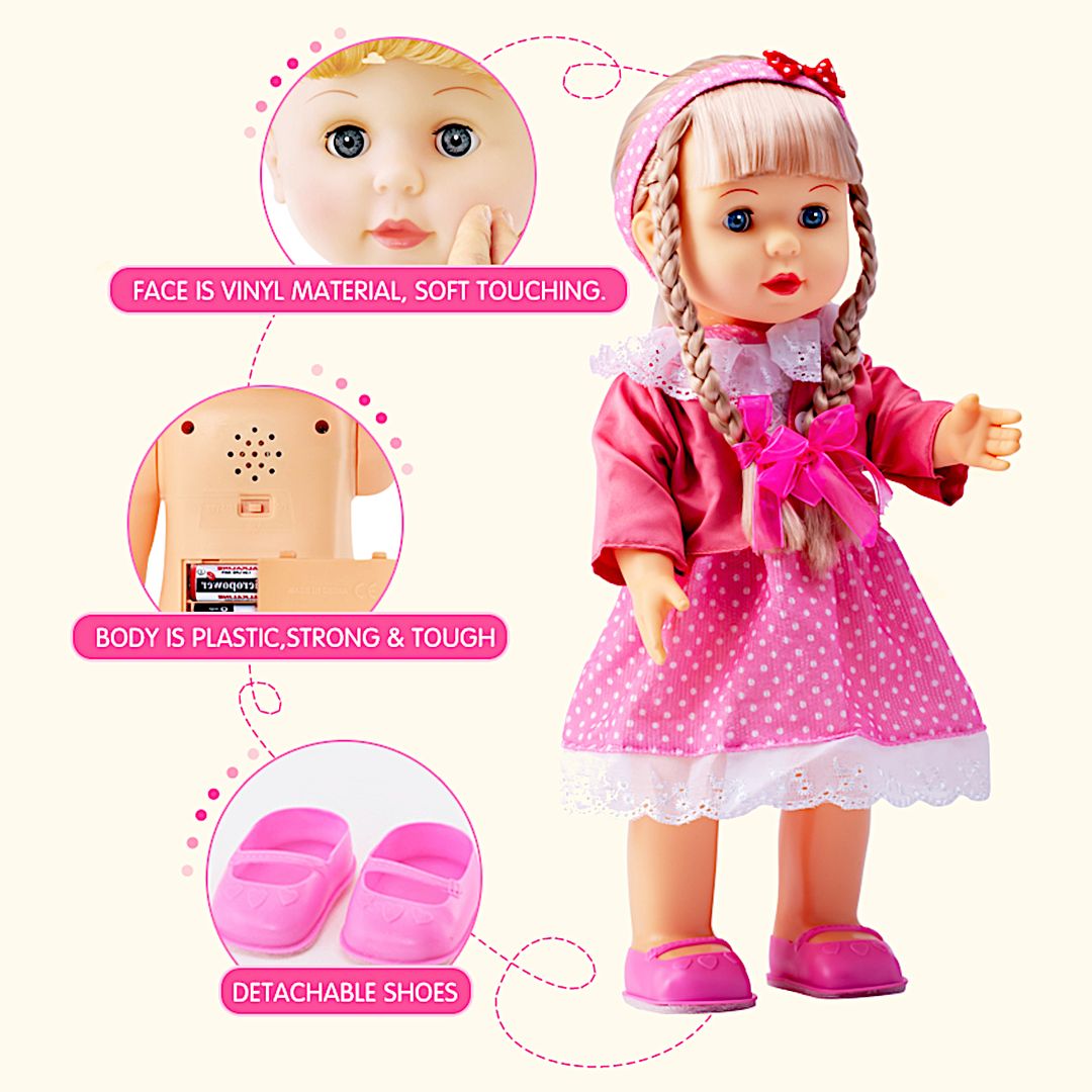 Belinda Walking Doll 17" Interactive Vinyl Dolls Sonic Control Singing Talking Cuddly Baby with Blinking Eyes