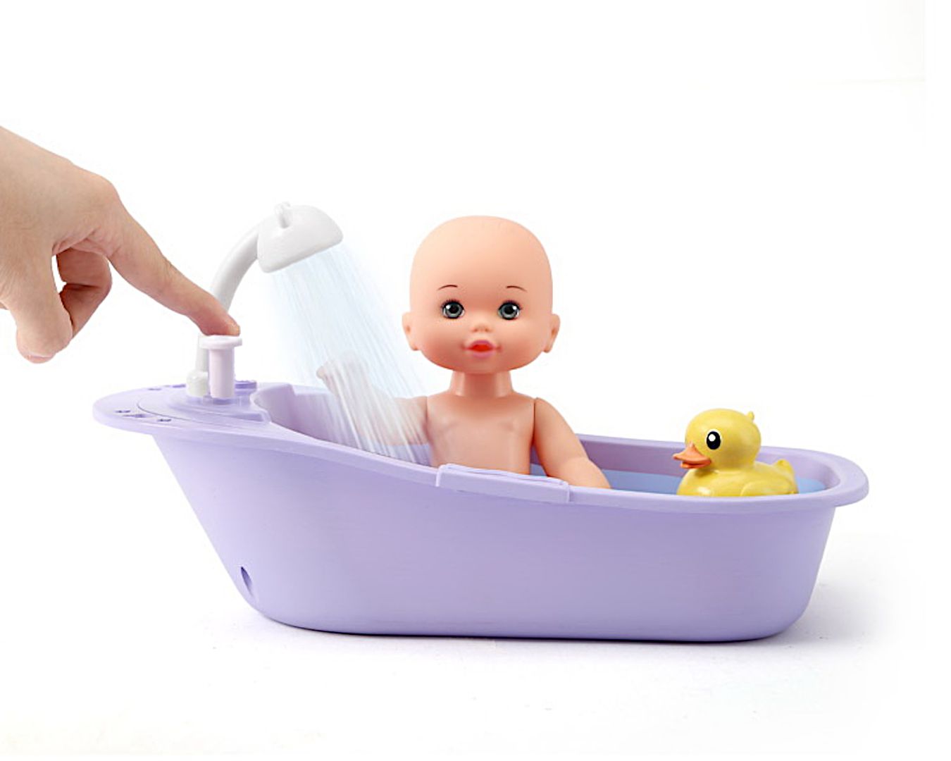 POCO DIVO Cherub Doll 7pcs Bathtub Play Set, 8-inch Toddler Girl Water Spraying Shower Kits, Newborn Infant Toy Baby with Pajamas