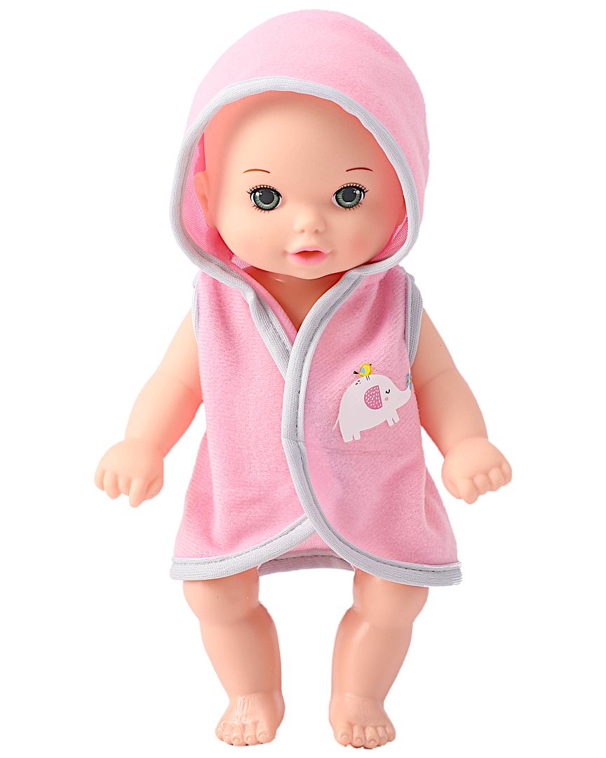 POCO DIVO Cherub Doll 7pcs Bathtub Play Set, 8-inch Toddler Girl Water Spraying Shower Kits, Newborn Infant Toy Baby with Pajamas