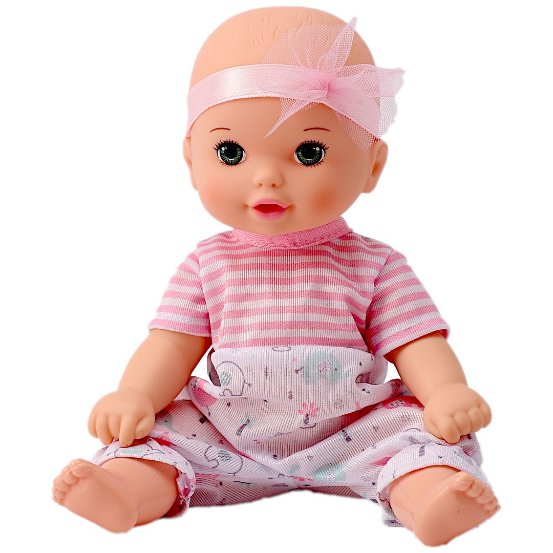 POCO DIVO Pink Headband Sweetie Cherub, 8-inch Toddler Girl Doll, Cute Newborn Infant Toy Baby with Romper Onesies